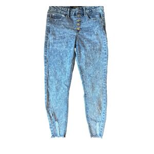 Indigo Rain Girls Jeans Size 7 High Rise Acid Wash Button Fly Distressed